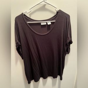 Basic black essential tee cuffed sleeve  -XL